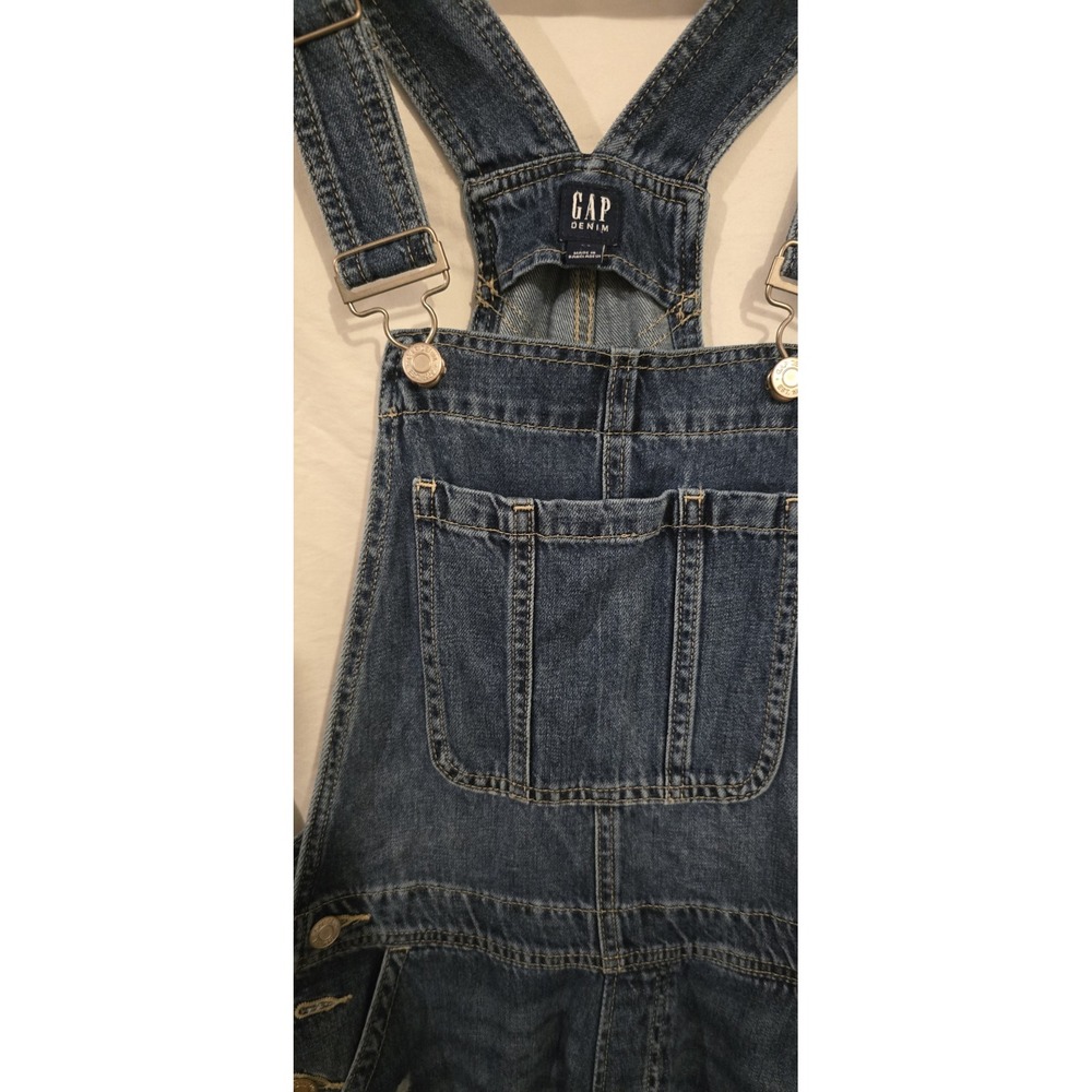 Gap Bib Overalls‎ Womens Size XS Blue Denim Straight Leg Cotton Distressed - Picture 4 of 6